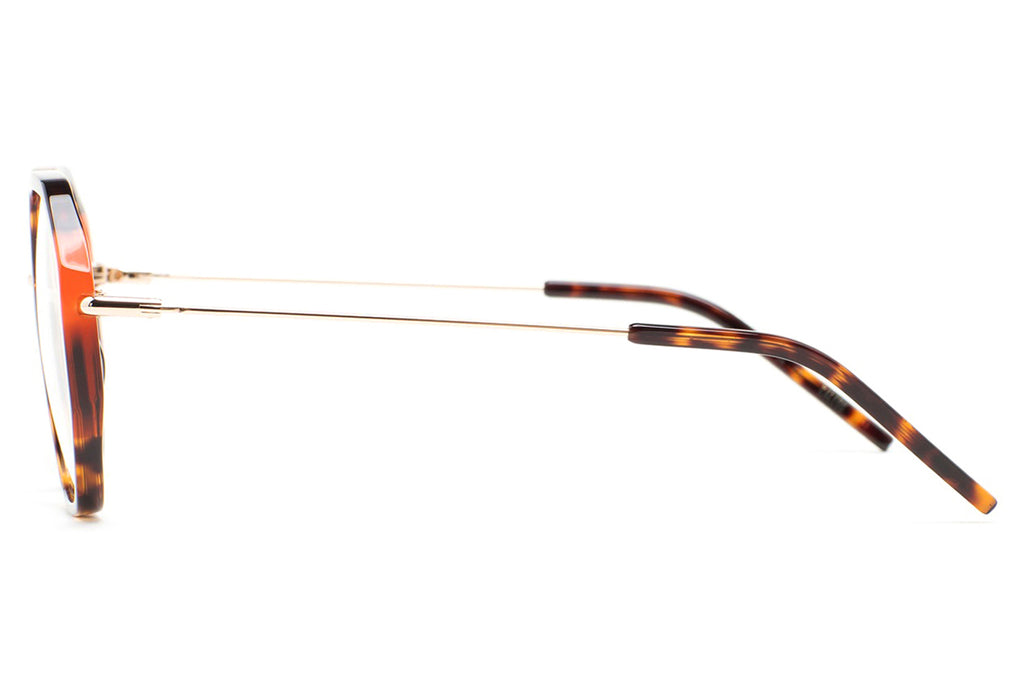 Kaleos Eyehunters - Welch Eyeglasses Dark Brown Havana/Translucent Orange/Transparent Brown