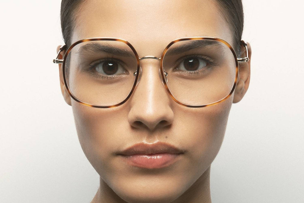 Kaleos Eyehunters - Unsworth Eyeglasses Gold/Dark Brown Havana