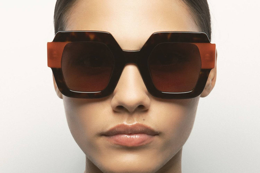 Kaleos Eyehunters - Lupoli Sunglasses Dark Brown Havana/Translucent Orange