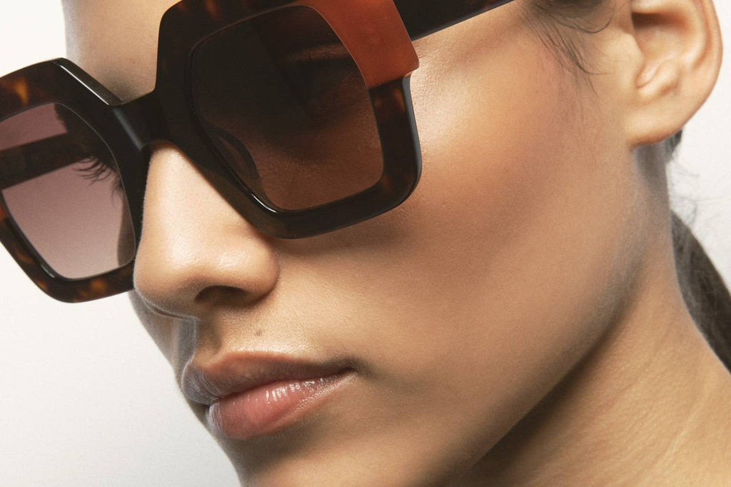 Kaleos Eyehunters - Lupoli Sunglasses Dark Brown Havana/Translucent Orange