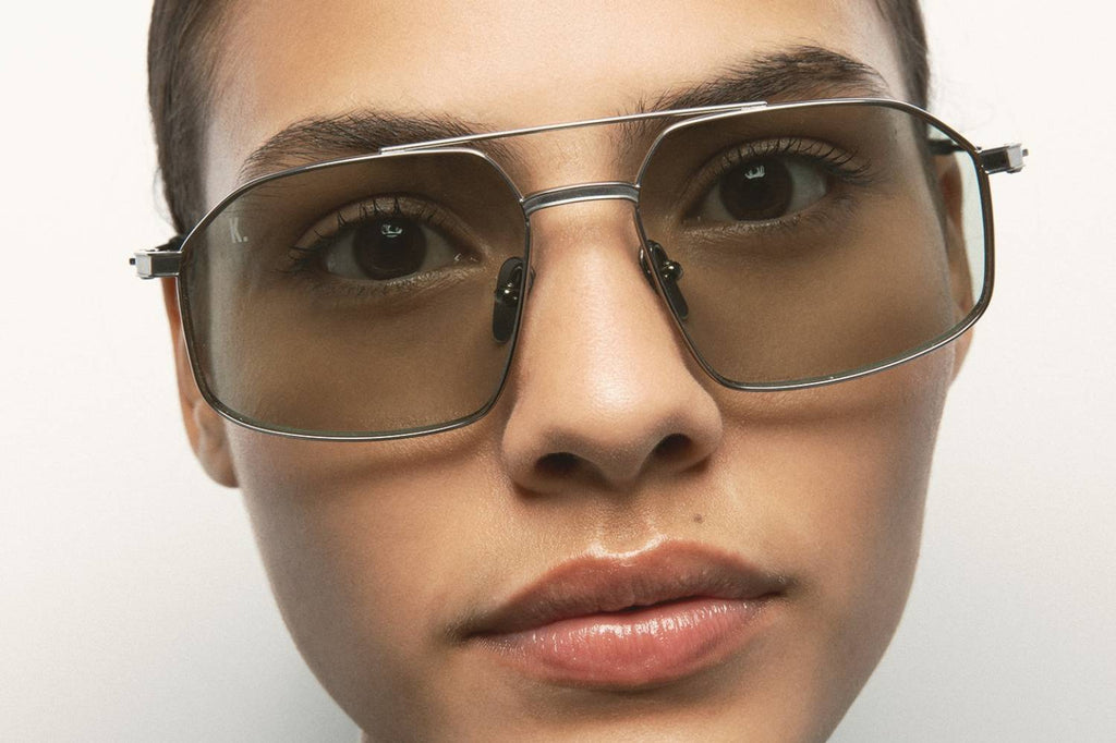 Kaleos Eyehunters - Ross Sunglasses Silver with Green Photochromic Lenses