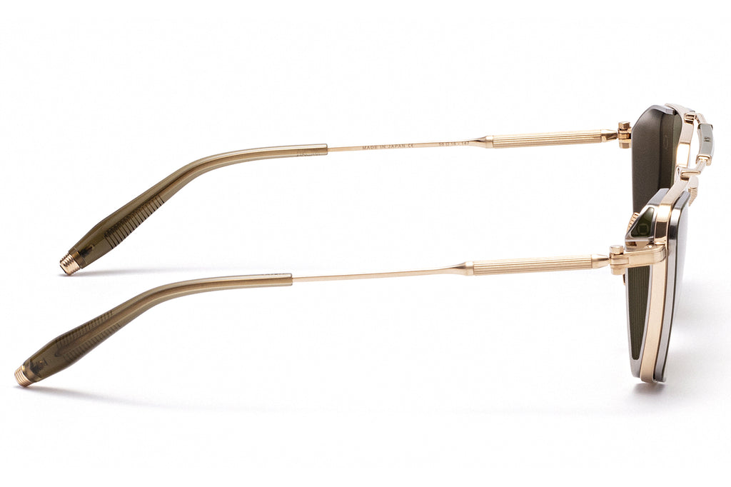 Akoni - Hera Sunglasses Brushed White Gold & Brushed Black Palladium - Olive with Dark Olive Lenses