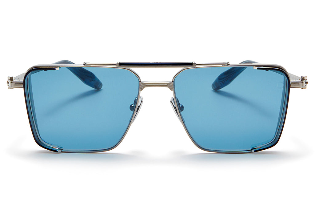 Akoni - Hera Sunglasses Brushed Black Palladium & Silver with Dark Blue - Black Flash Mirror Lenses