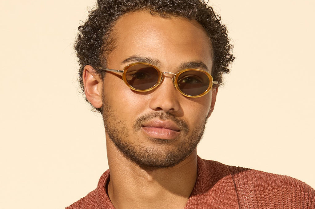 Garrett Leight - Alper Sunglasses Ember Tortoise-Gold with Green Lenses