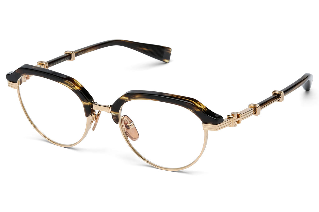 Balmain® Eyewear - Admiral Eyeglasses Dark Brown Swirl & 12k Gold