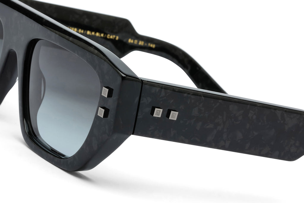 Balmain® Eyewear - B-Army II Sunglasses New Leather Black & Black Rhodium with Grey Gradient Lenses