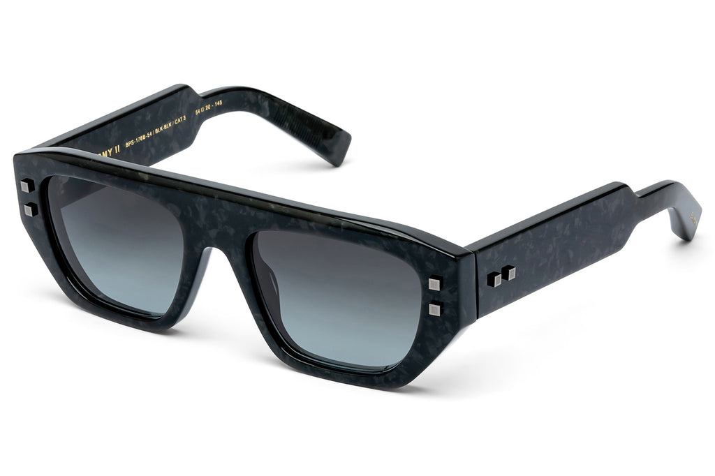 Balmain® Eyewear - B-Army II Sunglasses New Leather Black & Black Rhodium with Grey Gradient Lenses
