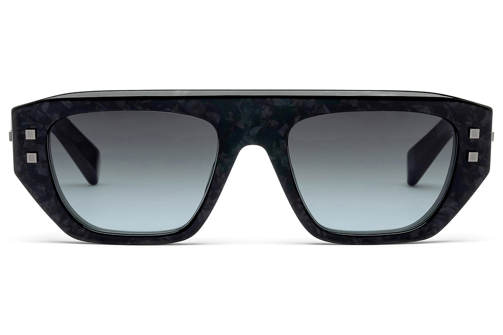 Balmain® Eyewear - B-Army II Sunglasses New Leather Black & Black Rhodium with Grey Gradient Lenses