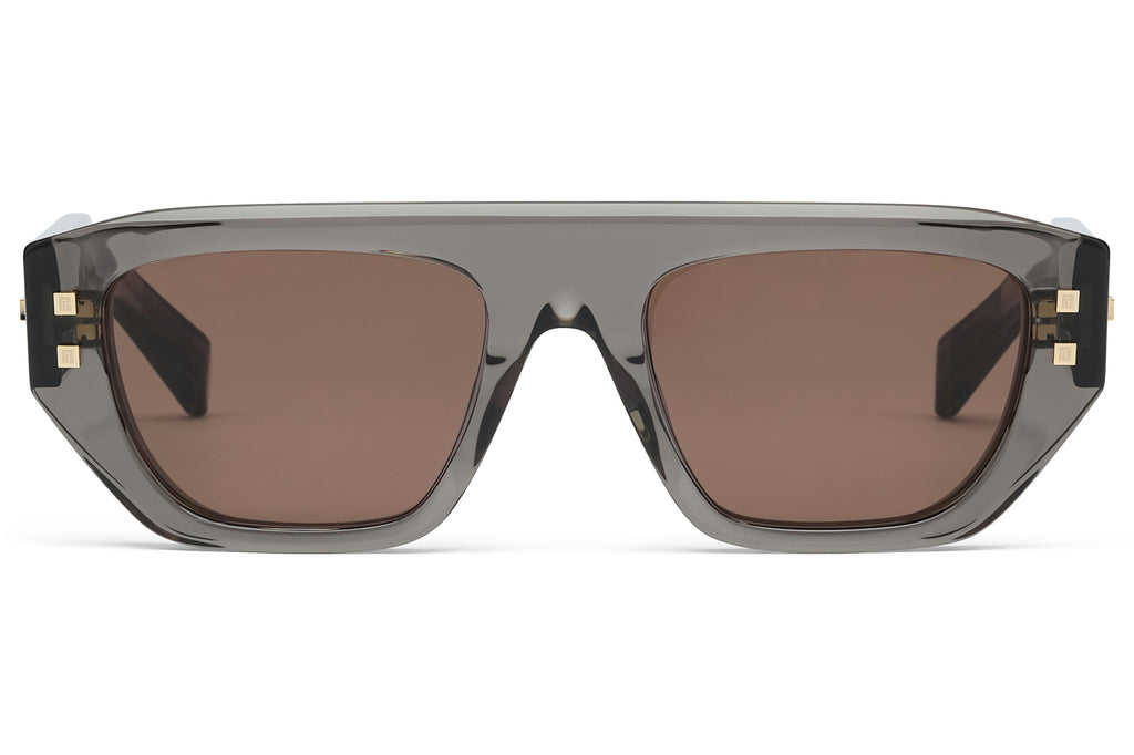 Balmain® Eyewear - B-Army II Sunglasses Crystal Grey & 12k Gold with Dark Chocolate Brown Lenses