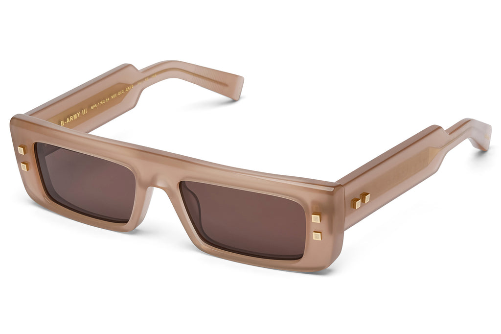 Balmain® Eyewear - B-Army III Sunglasses Cloudy Nude & 12k Gold with Dark Chocolate Brown Lenses