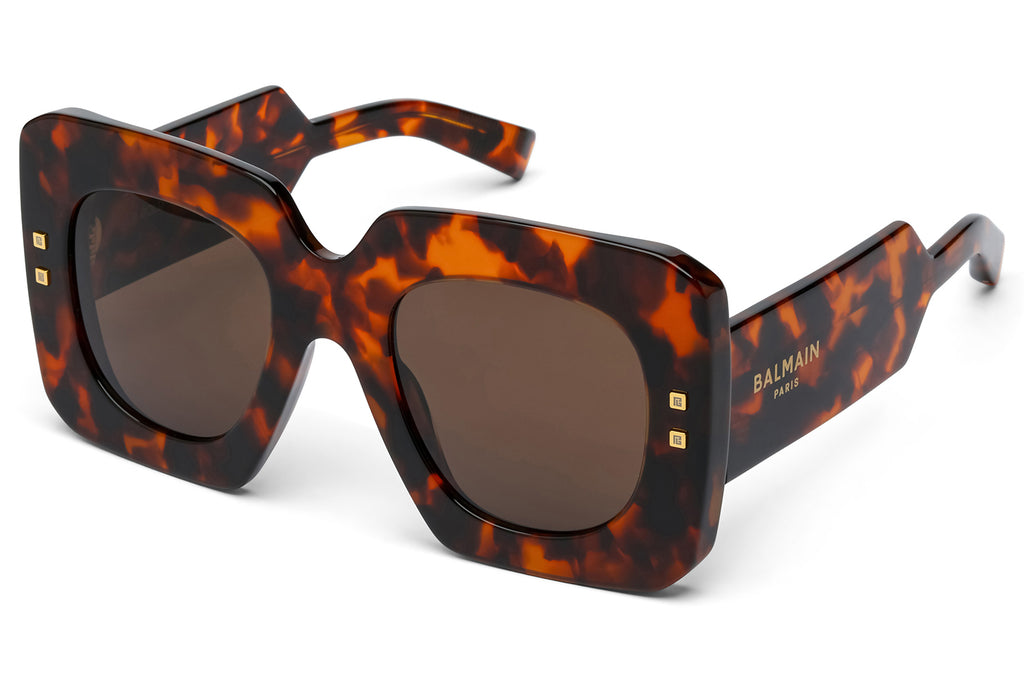 Balmain® Eyewear - B-Bold Sunglasses New Spotted Havana & 18k Gold with Dark Brown Lenses
