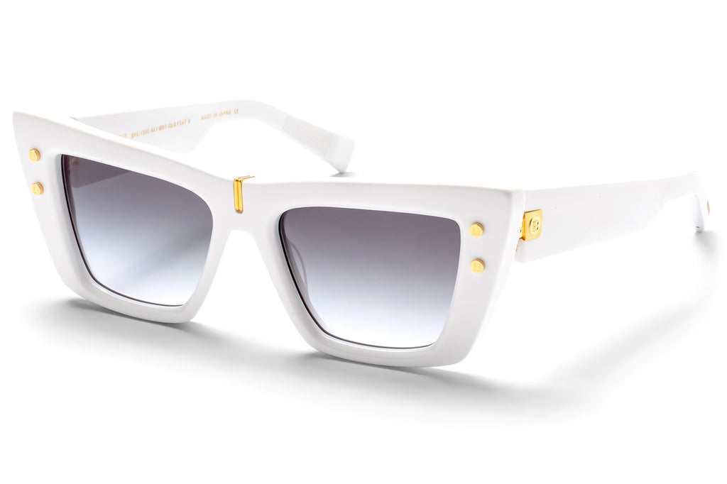 Balmain® Eyewear - B-Eye Sunglasses White & Gold with Dark Grey to Clear Lenses