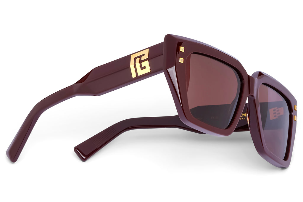Balmain® Eyewear - B-Fame Sunglasses Bordeaux & 18k Gold with Dark Chocolate Lenses