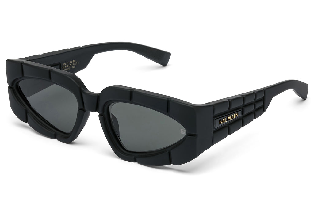 Balmain® Eyewear - B-Spirit Sunglasses Rubberized Black & 18k Gold with Dark Grey Lenses