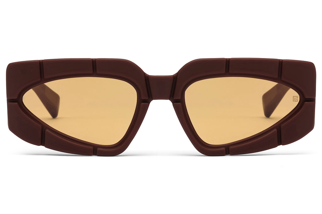 Balmain® Eyewear - B-Spirit Sunglasses Rubberized Chocolate Brown & 18k Gold with Orange Lenses
