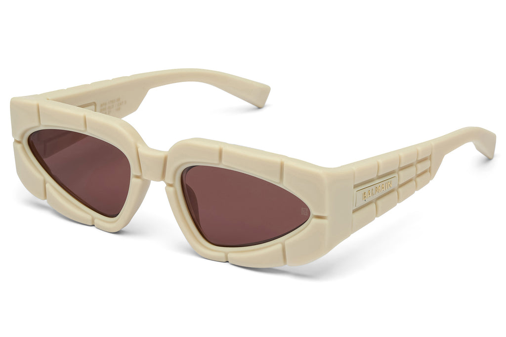 Balmain® Eyewear - B-Spirit Sunglasses Rubberized Bone & 18k Gold with Dark Chocolate Brown Lenses