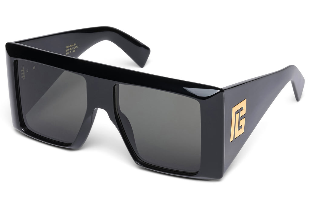 Balmain® Eyewear - B-Stage Sunglasses Black & 18k Gold with Dark Grey Lenses