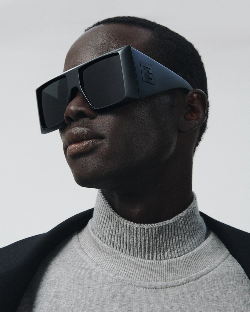 Balmain® Eyewear - B-Stage Sunglasses Black & 18k Gold with Dark Grey Lenses