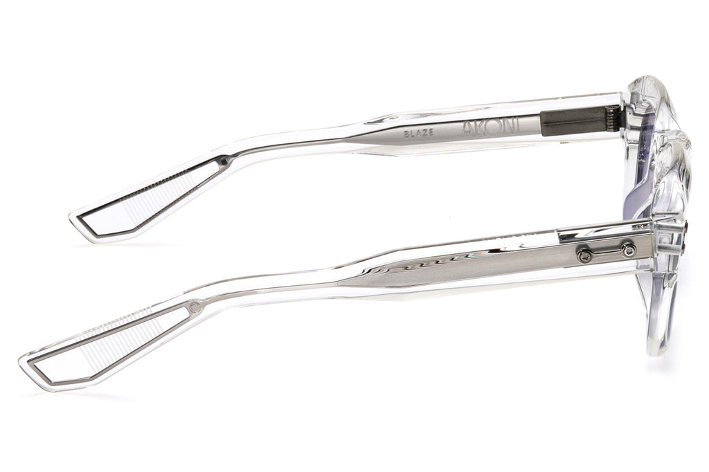Akoni - Blaze Sunglasses Crystal Clear & Black Palladium with Dusty Blue Lenses