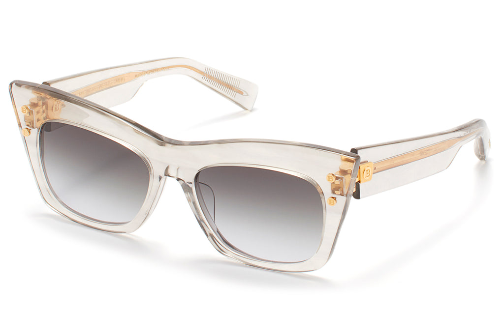 Balmain® Eyewear - B-II Sunglasses Crystal Grey & Yellow Gold with Dark Grey Gradient Lenses