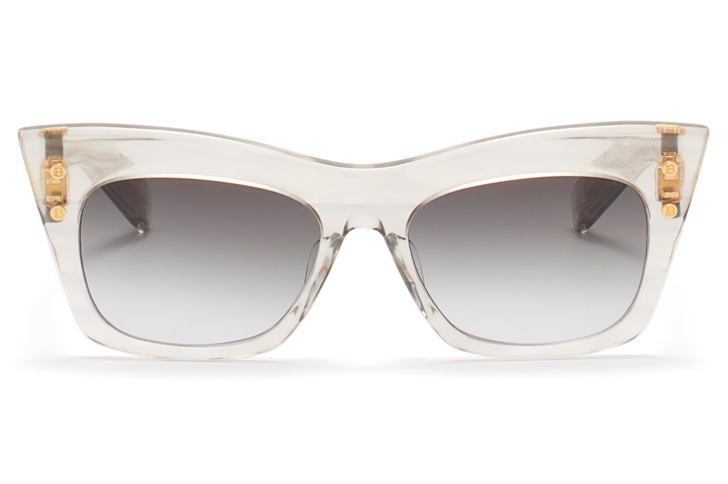 Balmain® Eyewear - B-II Sunglasses Crystal Grey & Yellow Gold with Dark Grey Gradient Lenses