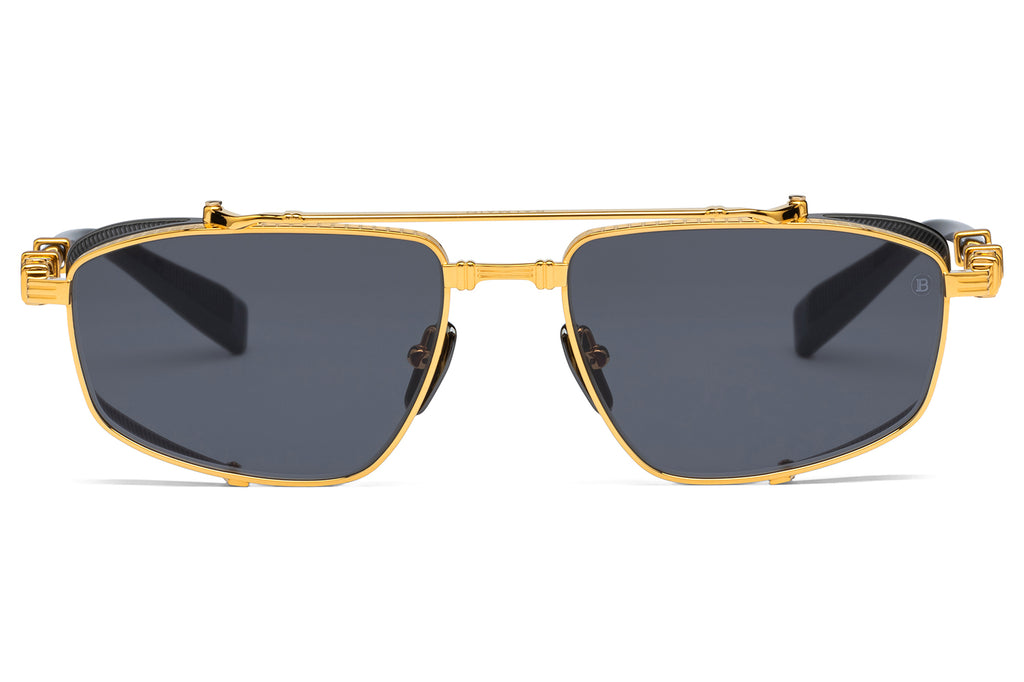 Balmain® Eyewear - Brigade V Sunglasses Gold 18k & Black Rhodium with Grey Lenses