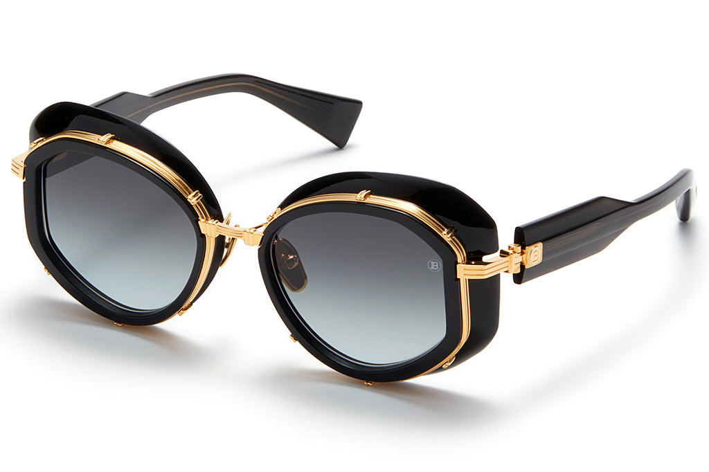 Balmain® Eyewear - Brigitte Sunglasses Black Crystal & Gold with Dark Grey Gradient Lenses