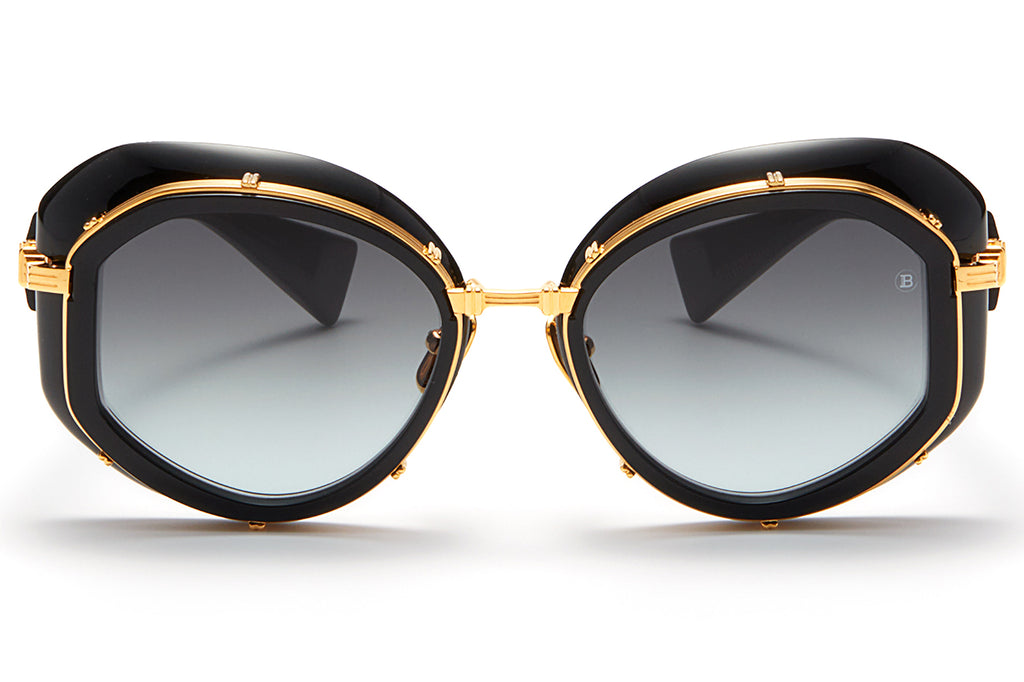 Balmain® Eyewear - Brigitte Sunglasses Black Crystal & Gold with Dark Grey Gradient Lenses