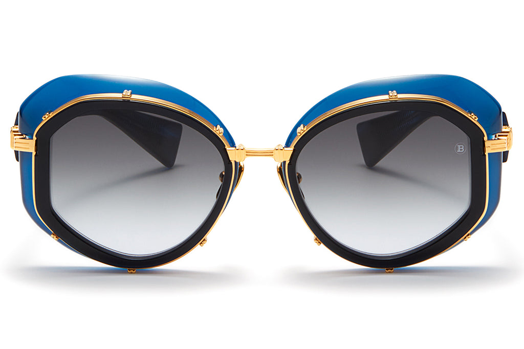 Balmain® Eyewear - Brigitte Sunglasses Dark Blue Crystal & Gold with Dark Grey Gradient Lenses