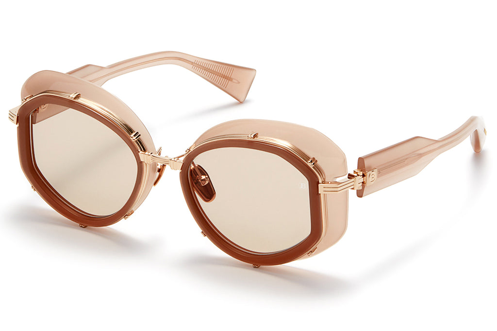 Balmain® Eyewear - Brigitte Sunglasses Nude & White Gold with Medium Brown Lenses