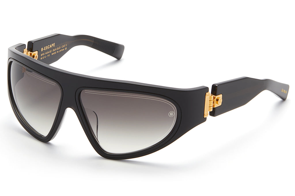 Balmain® Eyewear - B-Escape Sunglasses Black Crystal & Gold with Dark Grey Gradient Lenses