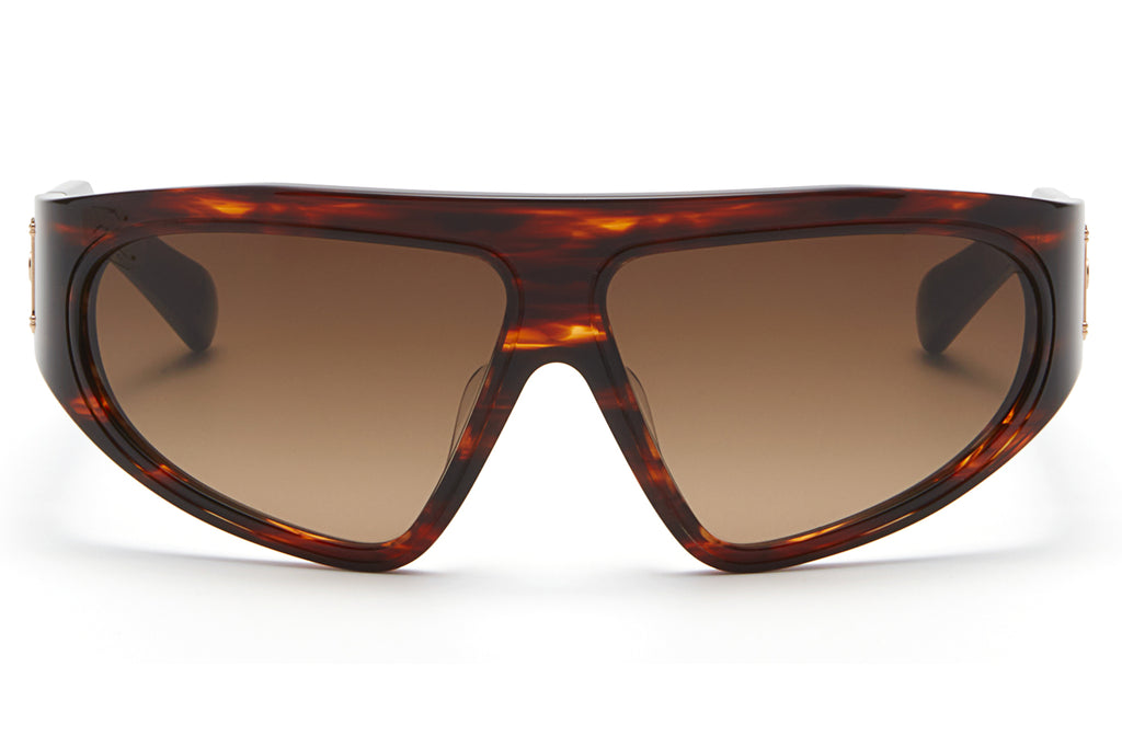Balmain® Eyewear - B-Escape Sunglasses Brown Swirl & White Gold with Dark Brown Gradient Lenses
