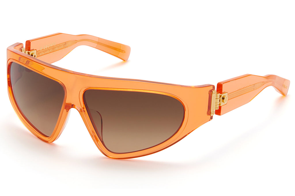 Balmain® Eyewear - B-Escape Sunglasses Crystal Orange & Gold with Dark Brown Gradient Lenses