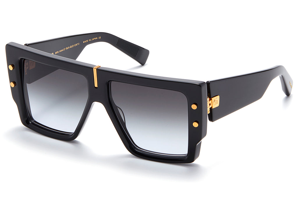 Balmain® Eyewear - B-Grand Sunglasses Black & Yellow Gold with Dark Grey Gradient Lenses