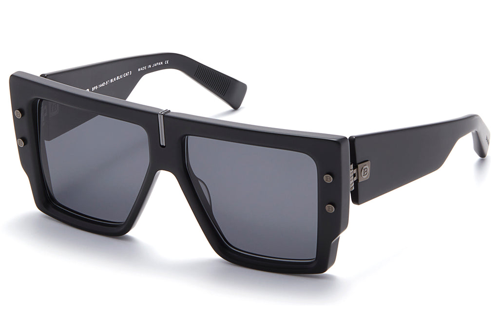 Balmain® Eyewear - B-Grand Sunglasses Matte Black & Black Rhodium with Dark Grey Lenses