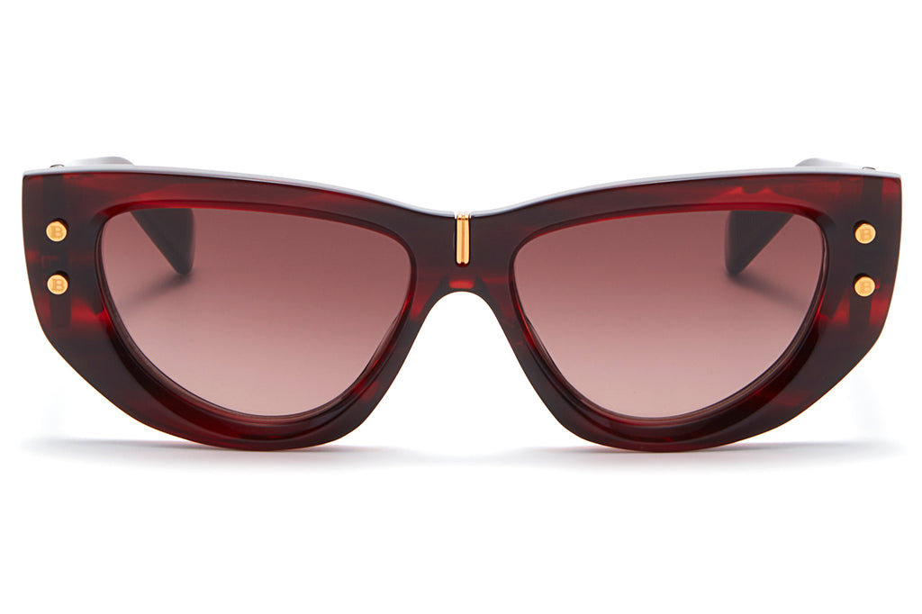 Balmain® Eyewear - B-Muse Sunglasses Red Swirl & Yellow Gold with Dark Rose Gradient Lenses