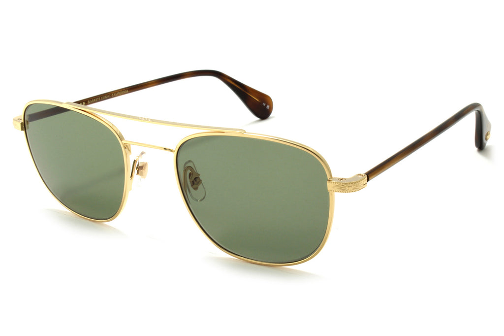 Garrett Leight - Clubhouse II Sunglasses Gold-Spotted Brown Shell with Green Lenses