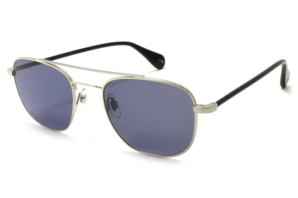 Garrett Leight - Clubhouse II Sunglasses Silver-Black with Blue Smoke Lenses