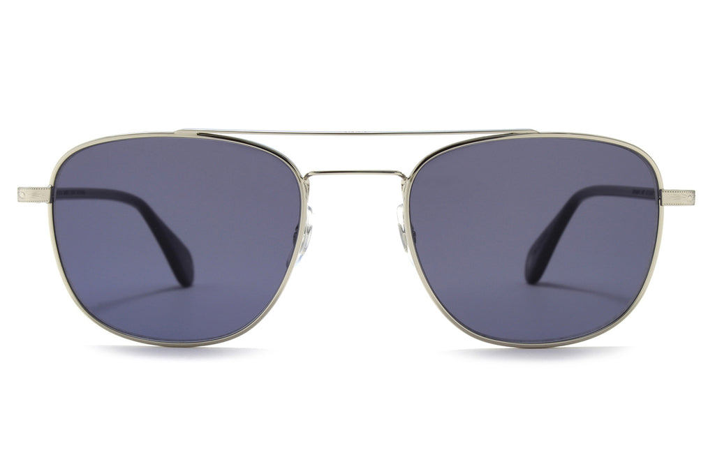 Garrett Leight - Clubhouse II Sunglasses Silver-Black with Blue Smoke Lenses