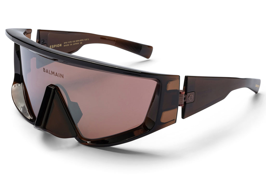 Balmain® Eyewear - Espion Sunglasses Crystal Brown & Brown with Silver Flash Mirror Lenses