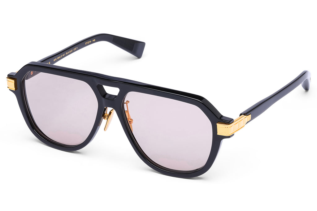 Balmain® Eyewear - Françoise II Sunglasses Black & 18k Gold with Medium Brown Lenses