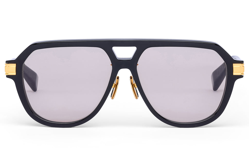 Balmain® Eyewear - Françoise II Sunglasses Black & 18k Gold with Medium Brown Lenses