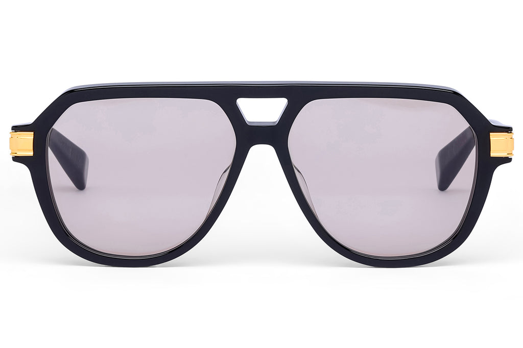 Balmain® Eyewear - Françoise II Sunglasses Black & 18k Gold with Medium Brown Lenses