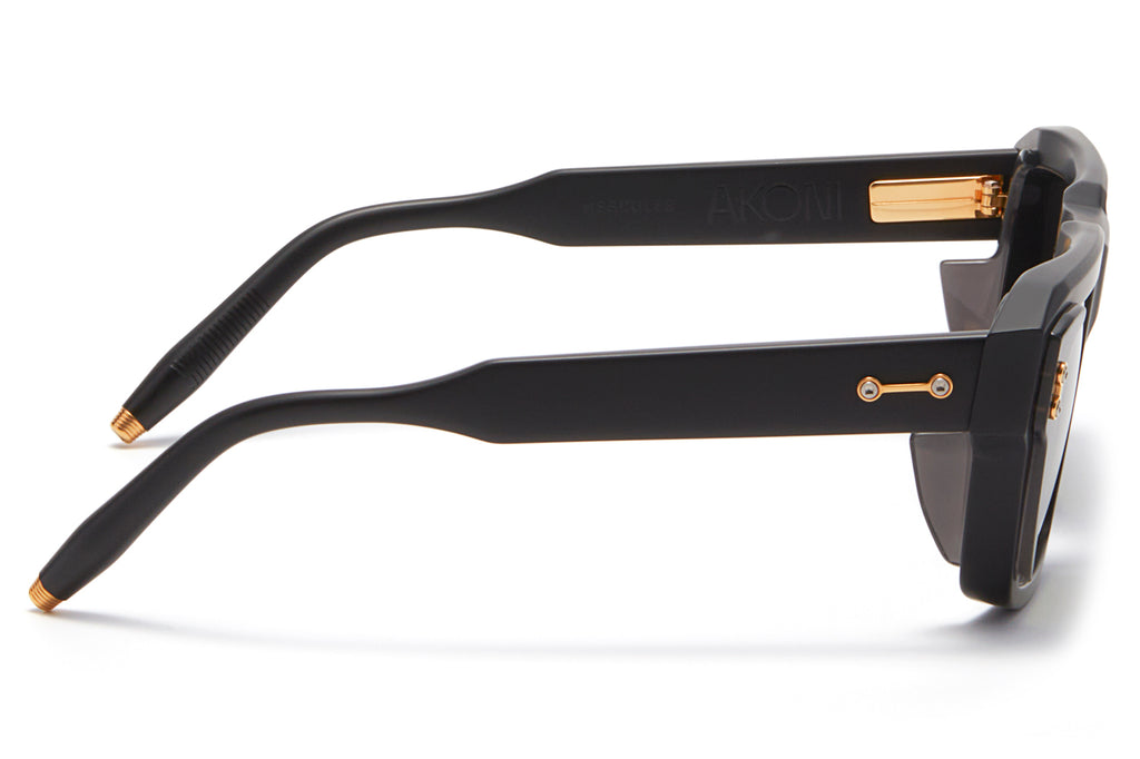 Akoni - Hercules Sunglasses Matte Black - Crystal Black with Dark Grey to Dark Olive Lenses