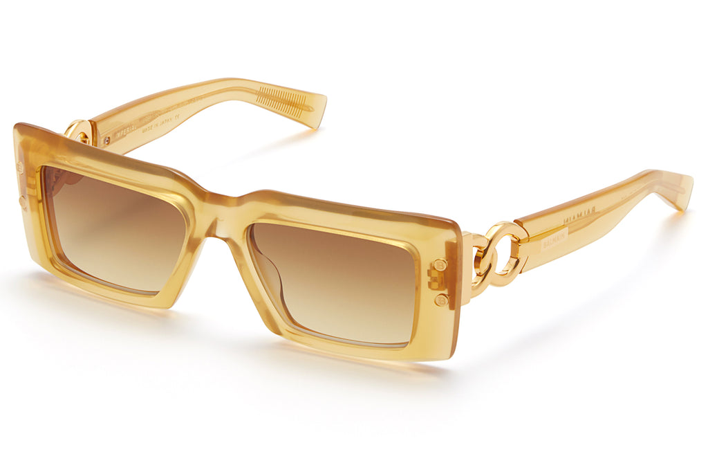 Balmain® Eyewear - Imperial Sunglasses Cloudy Amber & Gold with Dark Brown Gradient Lenses