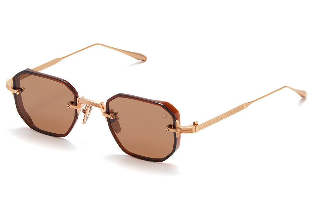 Akoni - Juno-Two Sunglasses Brushed Gold & Dark Brown Crystal with Dark Brown Lenses