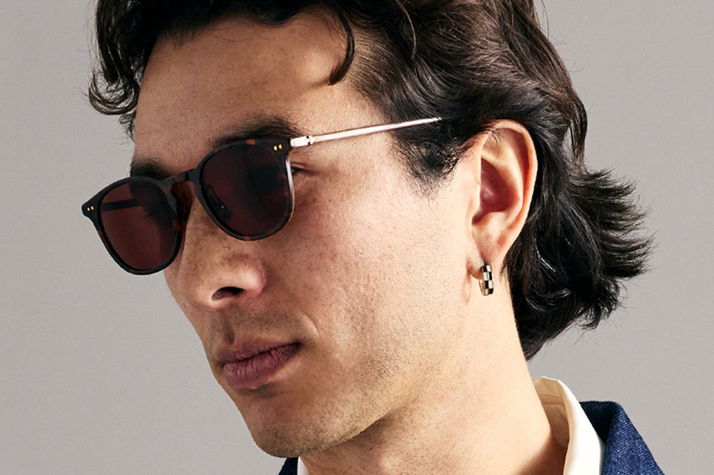Garrett Leight - Kinney J Sunglasses Sienna Tortoise Laminate with Pure Rosewood Lenses