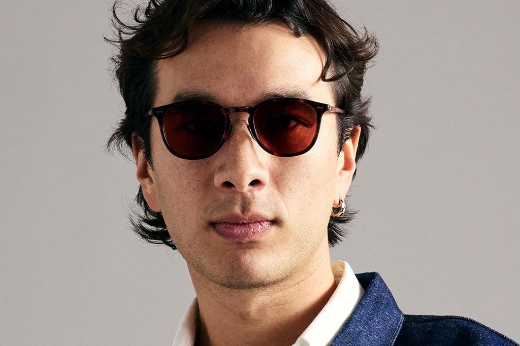 Garrett Leight - Kinney J Sunglasses Sienna Tortoise Laminate with Pure Rosewood Lenses