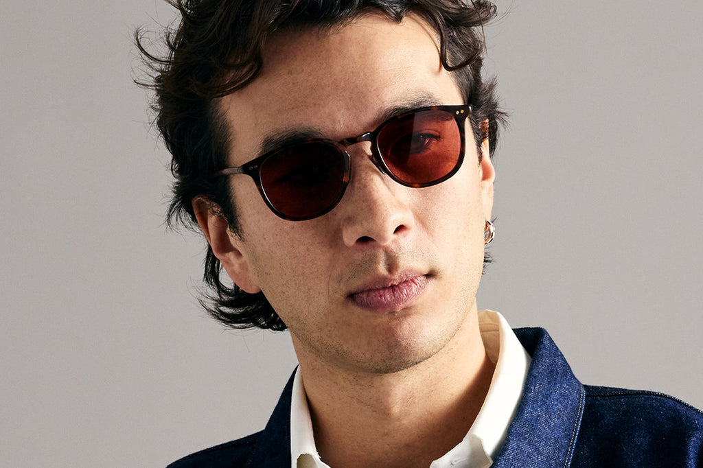 Garrett Leight - Kinney J Sunglasses Sienna Tortoise Laminate with Pure Rosewood Lenses