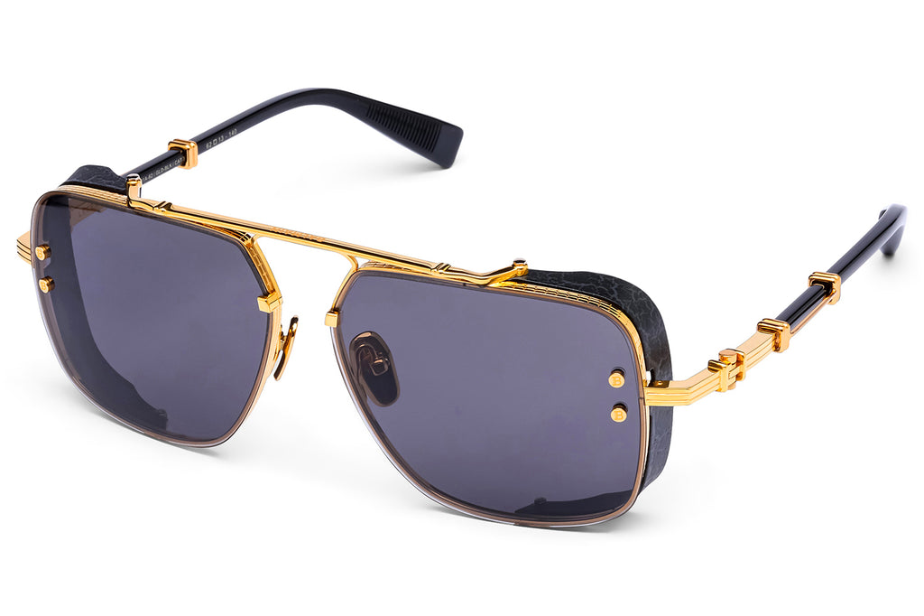 Balmain® Eyewear - Legend Sunglasses 18k Gold & Black with Dark Grey Lenses
